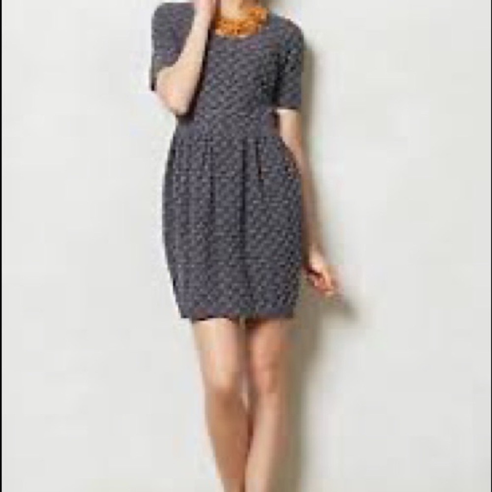 Ganni Textured Athena Mini Dress Short sleeve fit and flare Gray Size Medium